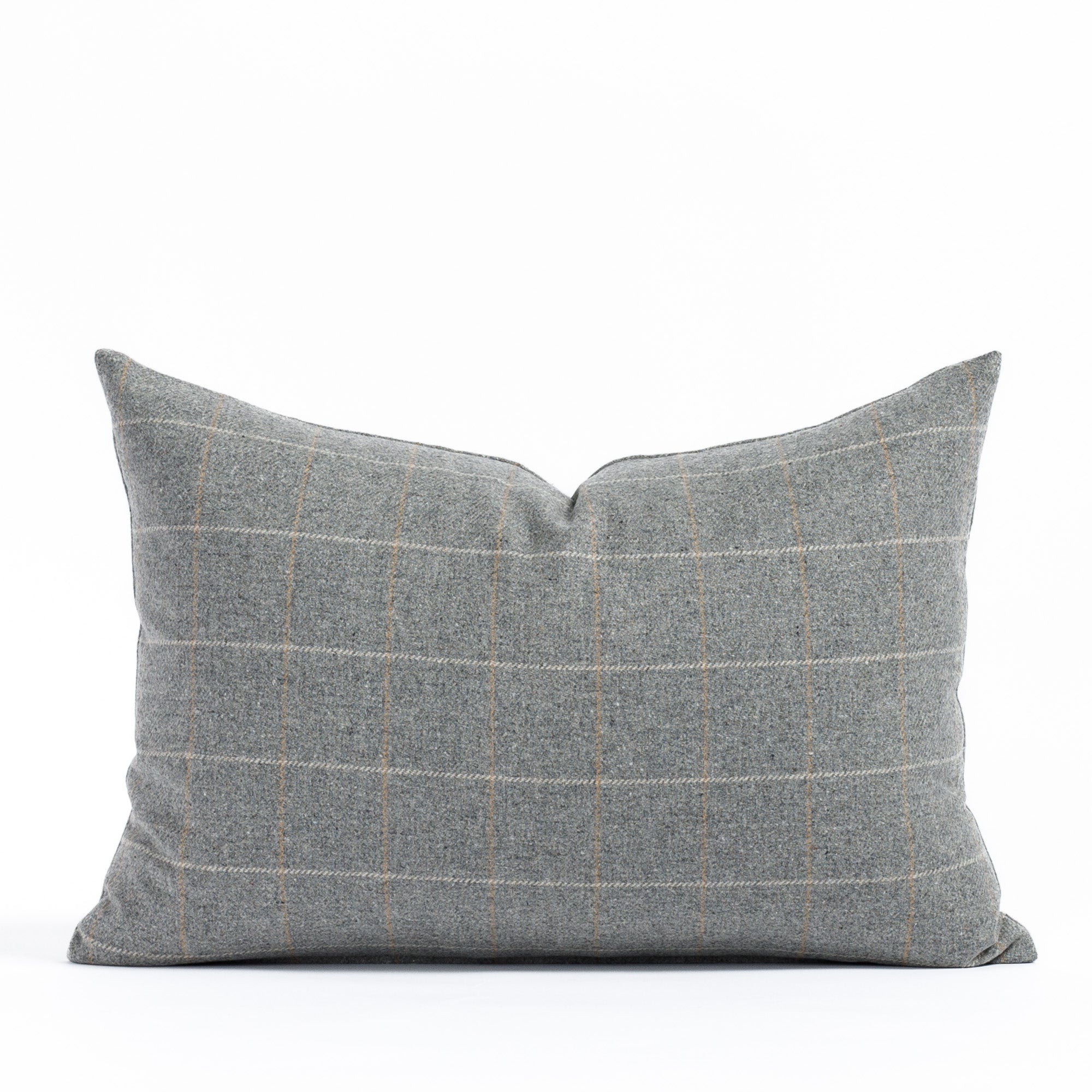 Addison Plaid 14x20 Pillow Flagstone, a heather grey windowpane patterned lumbar throw pillow from Tonic Living