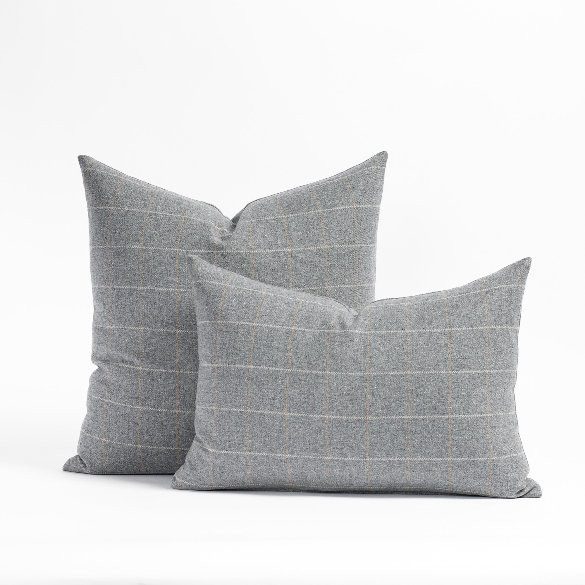 Addison Plaid Flagstone gray throw pillows in two sizes