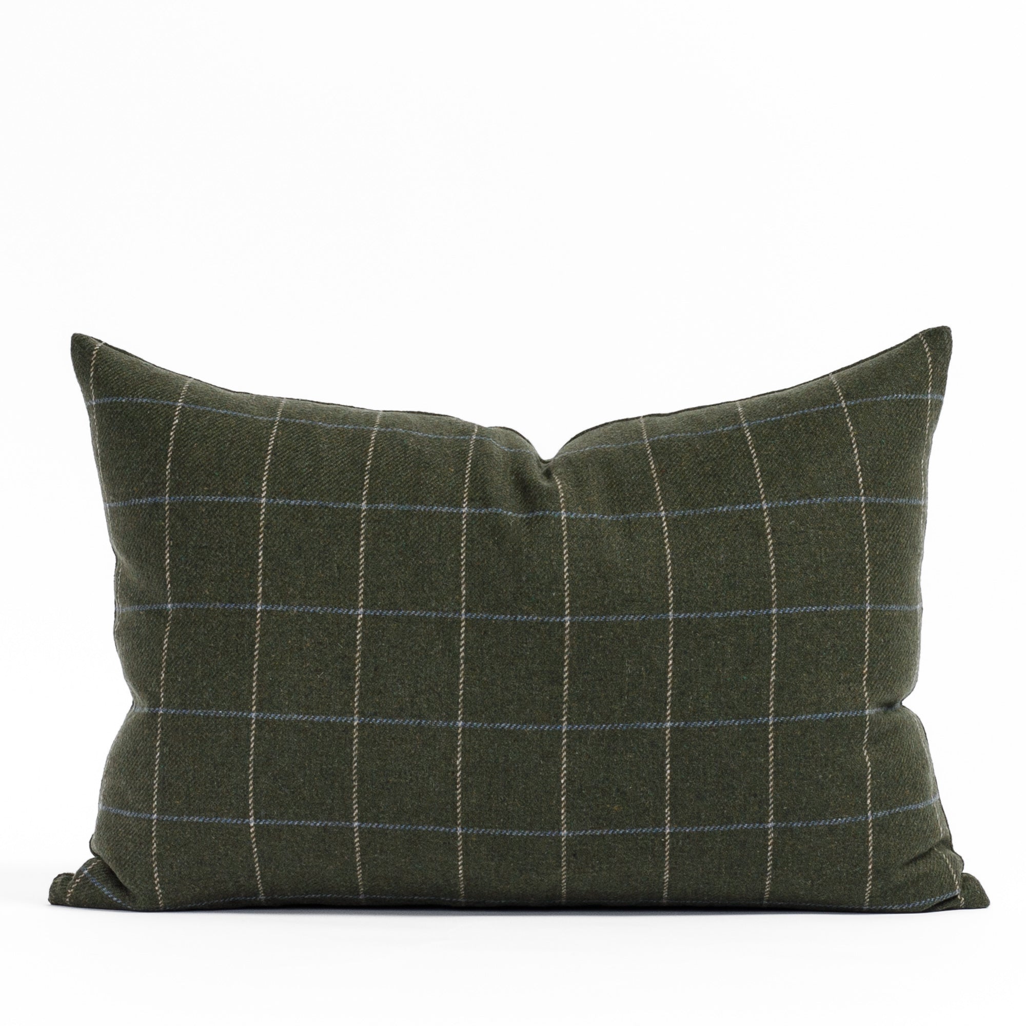 Addison Plaid 14x20 Pillow Moss, a mossy green windowpane check lumbar pillow from Tonic Living