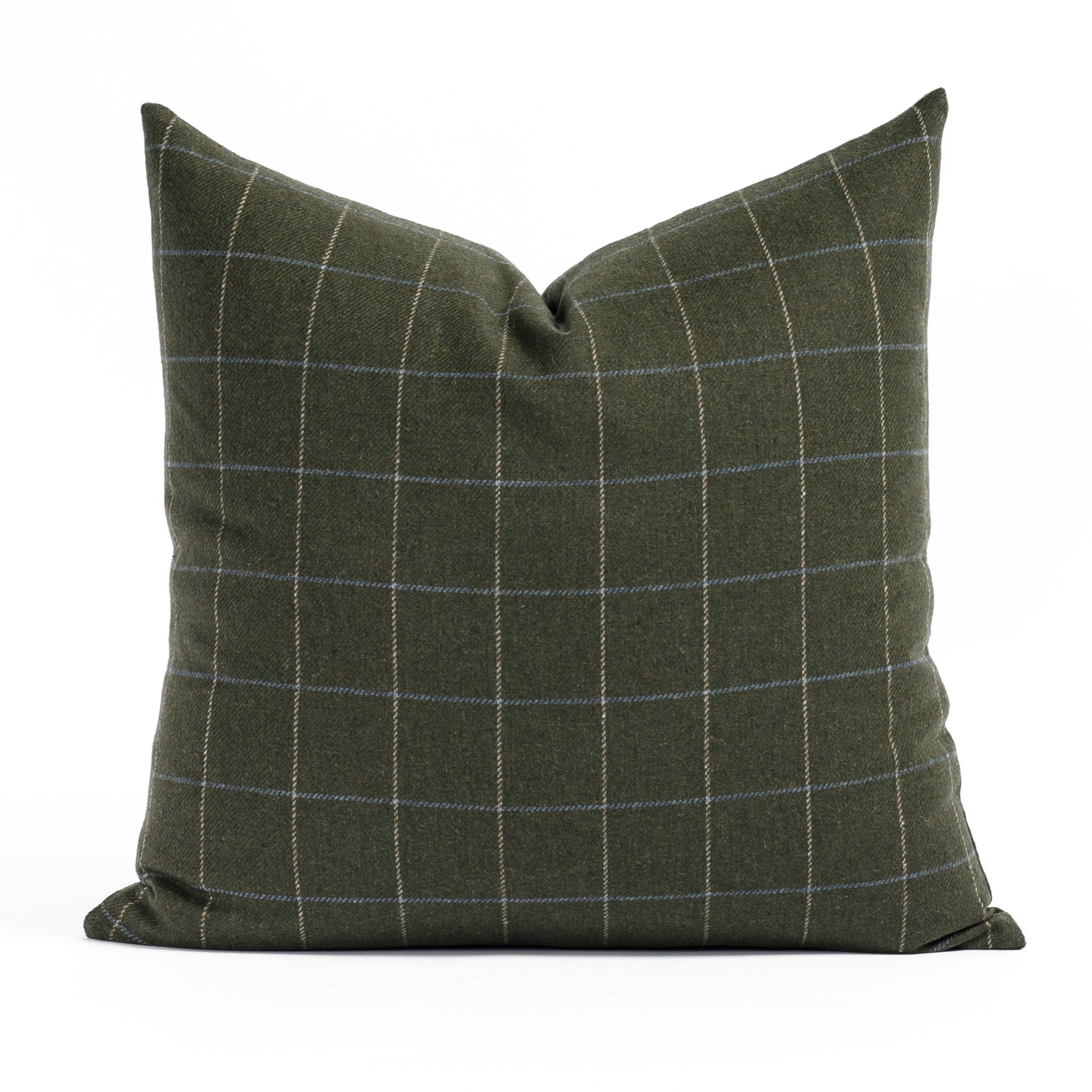 Addison Plaid 20x20 Pillow Moss, a mossy green windowpane patterned throw pillow from Tonic Living