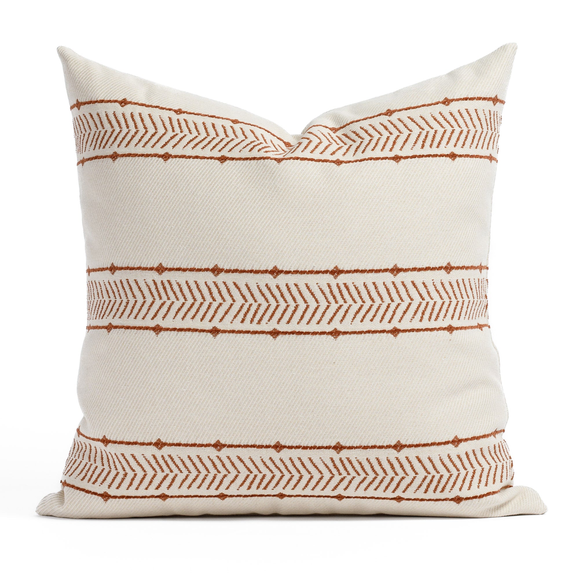 Allegro 22x22 Pillow Rust, a rusty red and cream patterned stripe accent pillow from Tonic Living