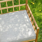 a white and black stripe outdoor upholstery fabric bench cushion