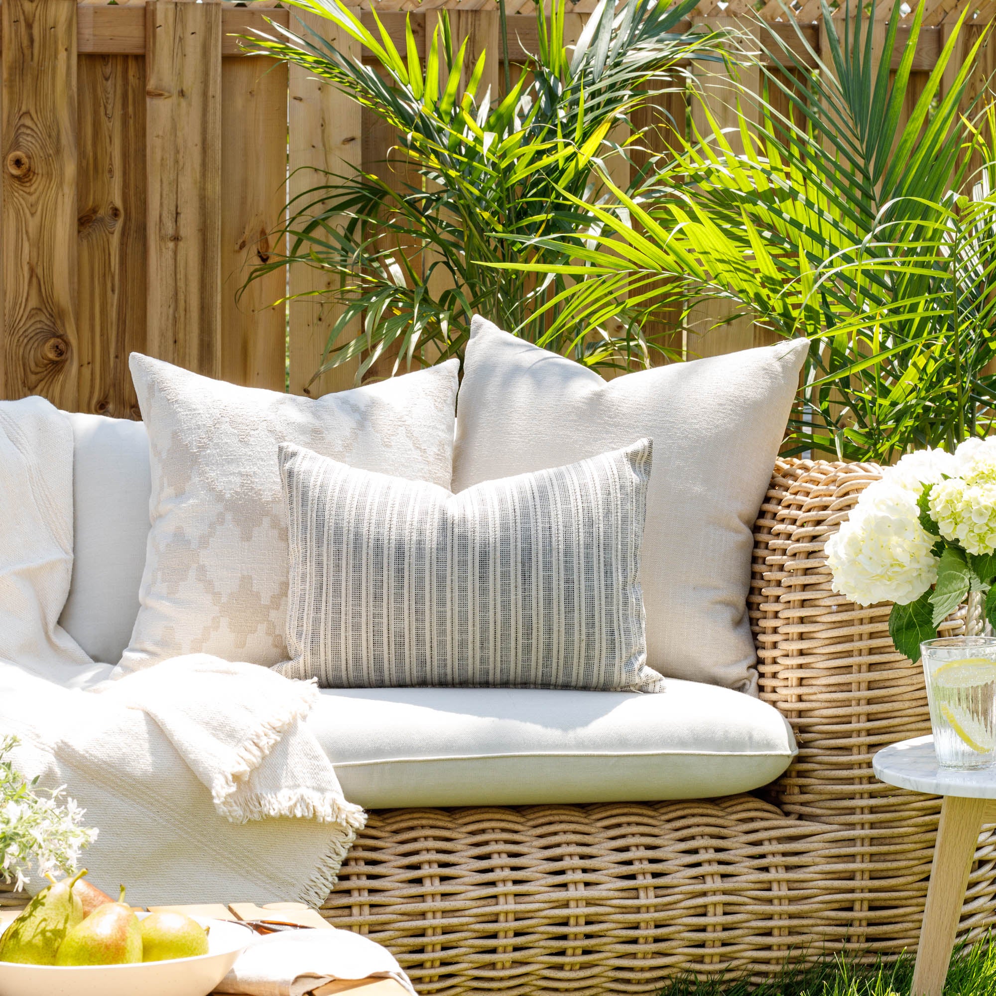 Neutral outdoor pillows from Tonic Living