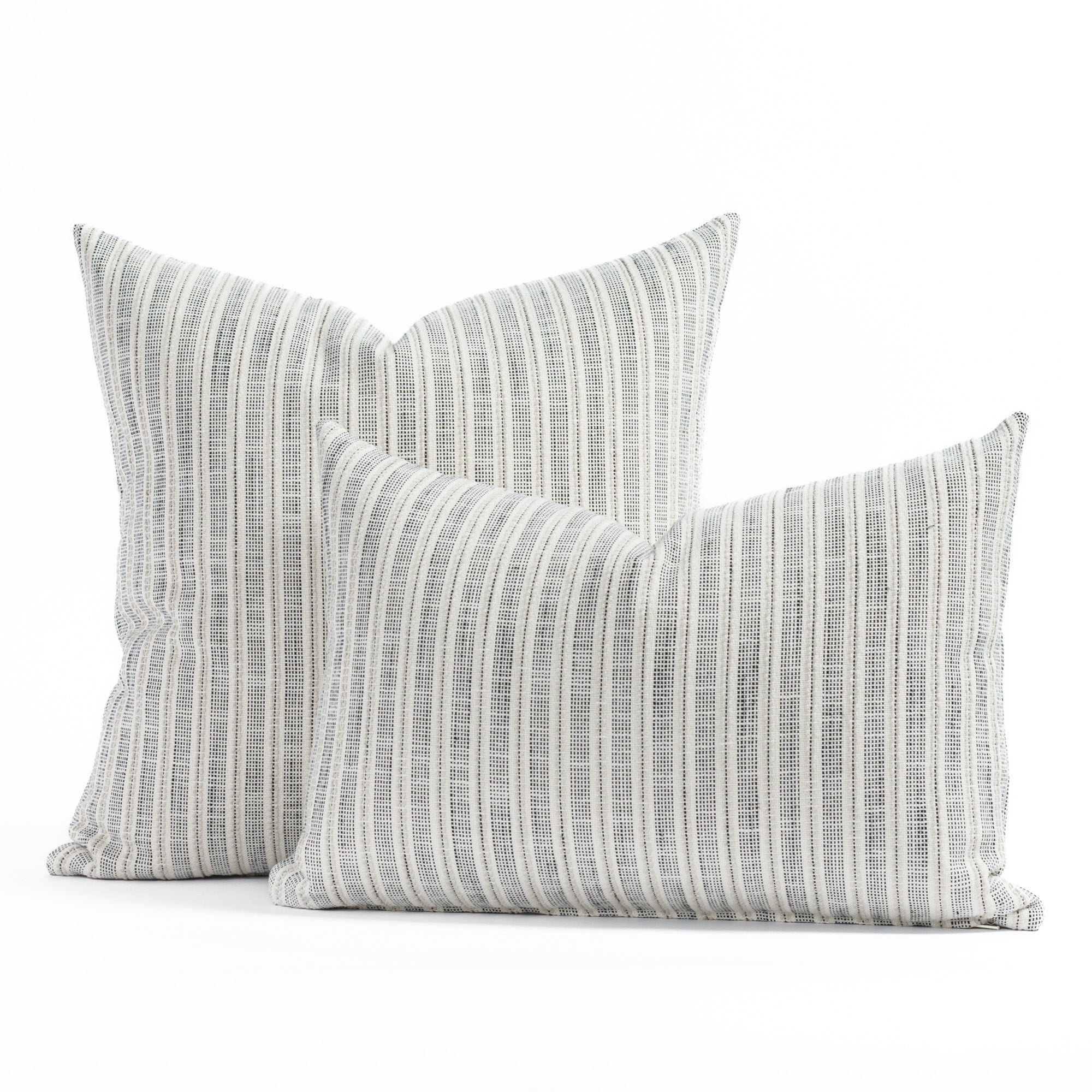 Amalfi Stripe cream and black striped outdoor throw pillow in two sizes from Tonic Living