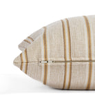 earth tone stripe lumbar pillow : close up zipper view