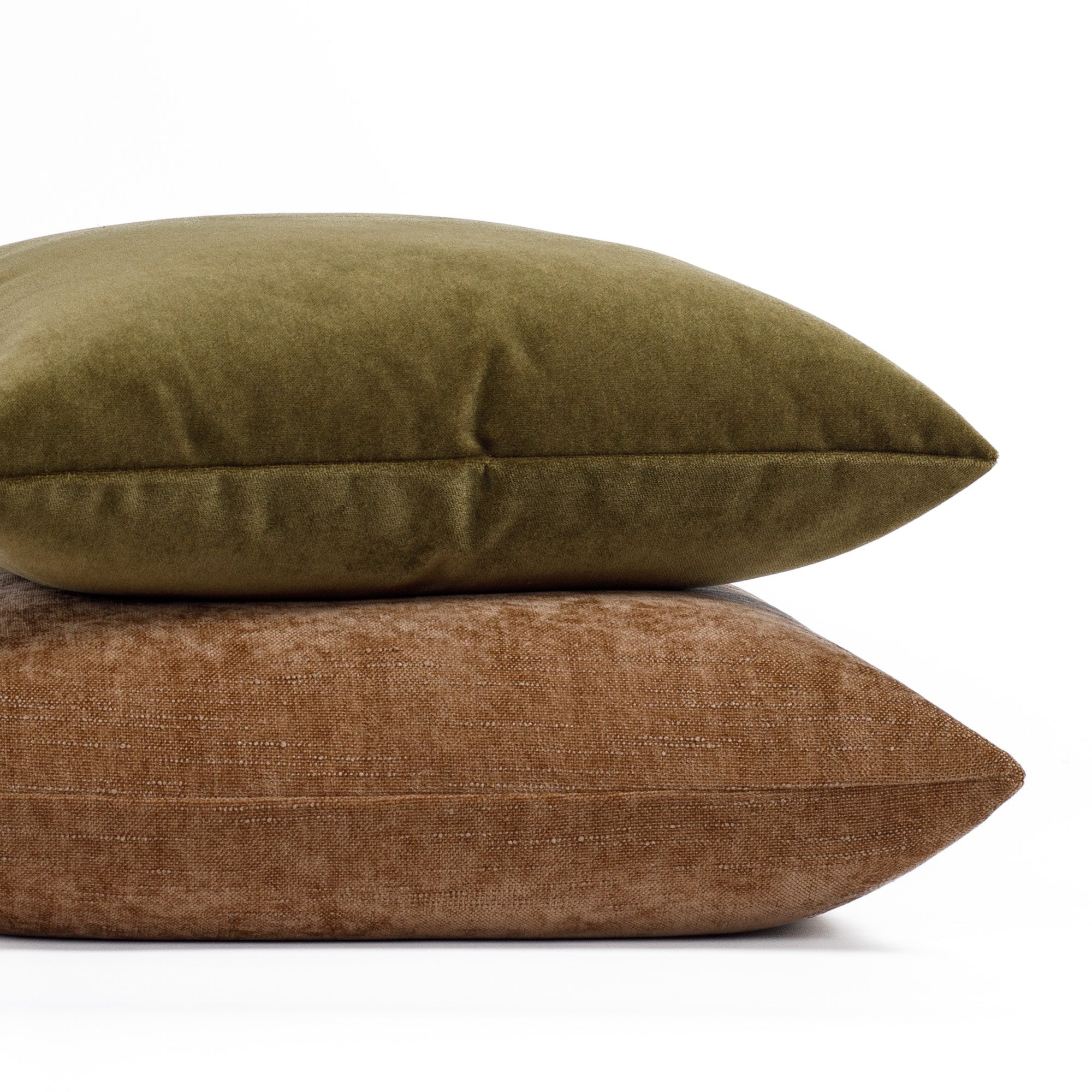 earthy brown and balsam green pillow pairing