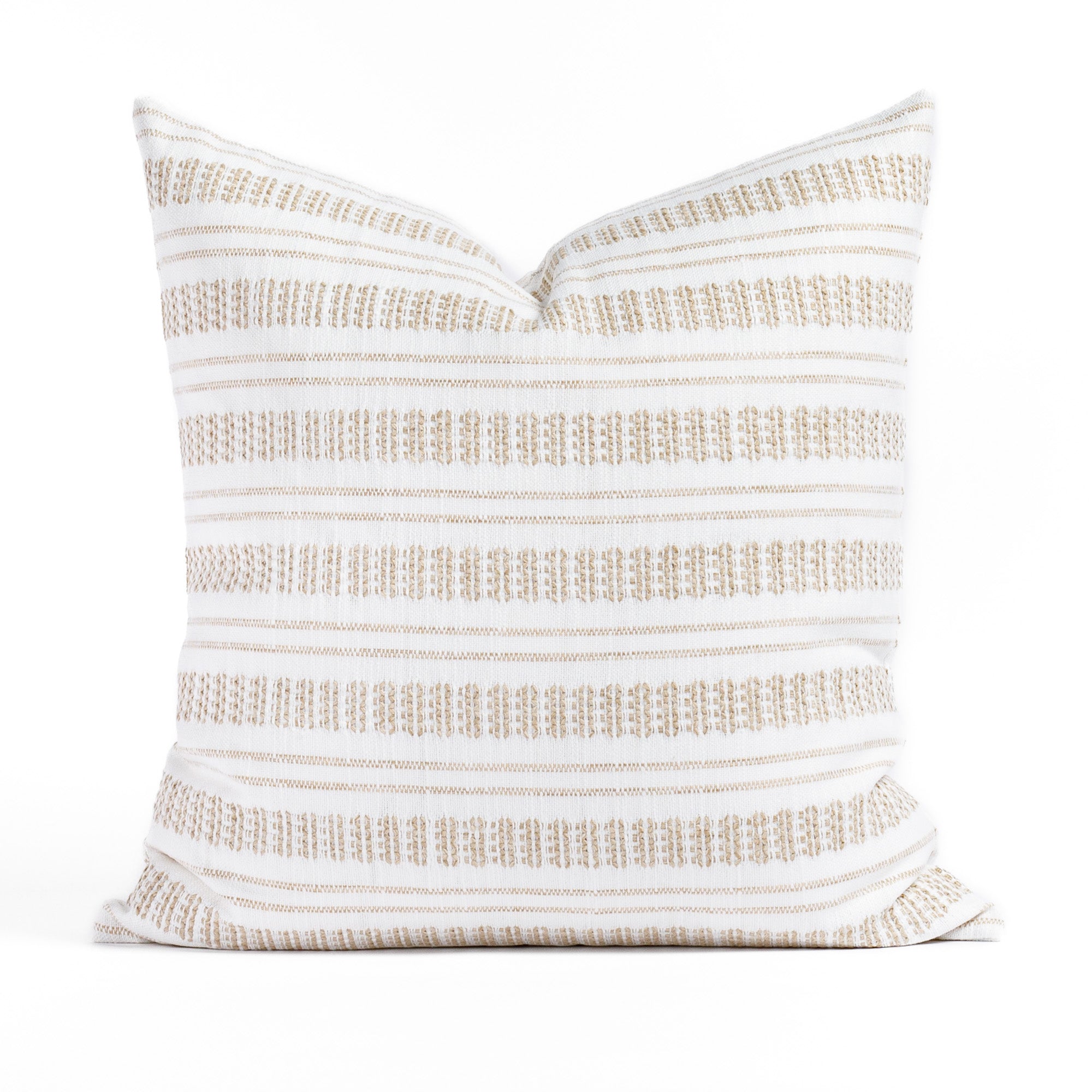 Briar 20x20 Pillow Wheat, a white and tan woven decorative striped throw pillow from Tonic Living