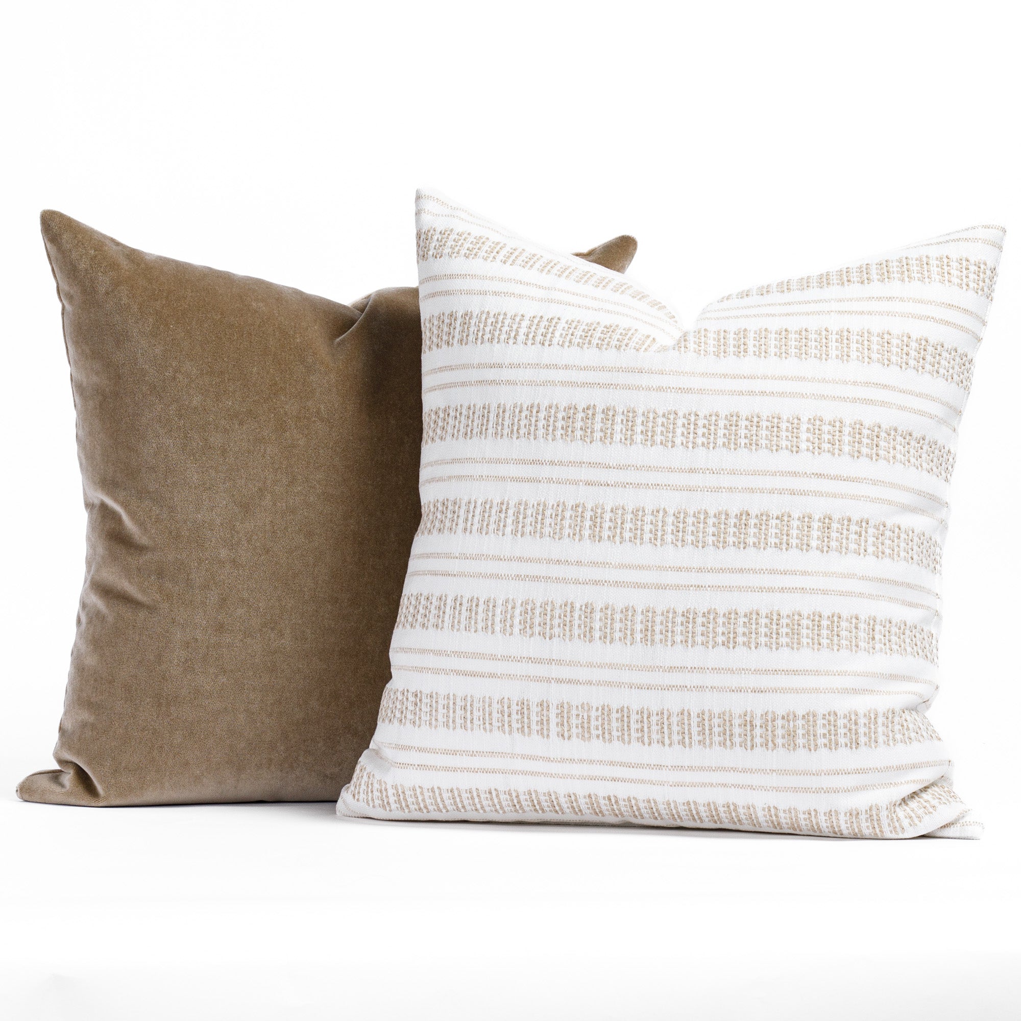 Briar Wheat and Valentina Toffee throw pillows