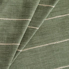 Brooklyn Stripe Fabric Forest Green, a leafy green multi-use home decor fabric with a chunky wheat colored horizontal stripe from Tonic Living