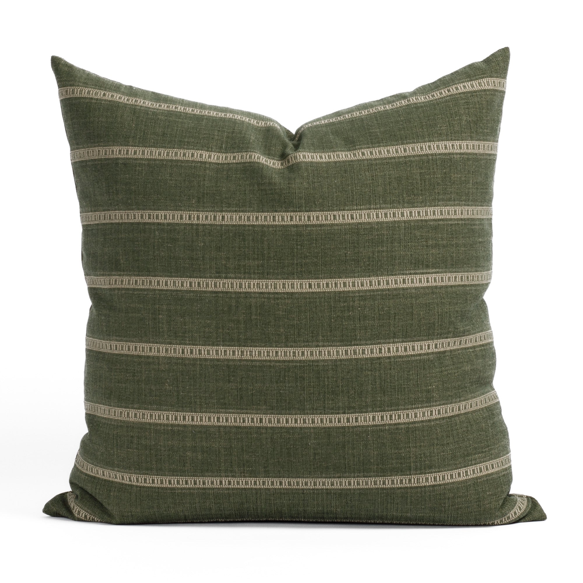 Brunswick Moss 22x22, a green and white striped pillow from Tonic Living.