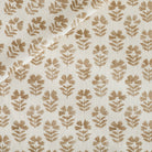 an oatmeal and brown floral block-print fabric