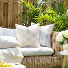 modern neutral patterned outdoor pillows