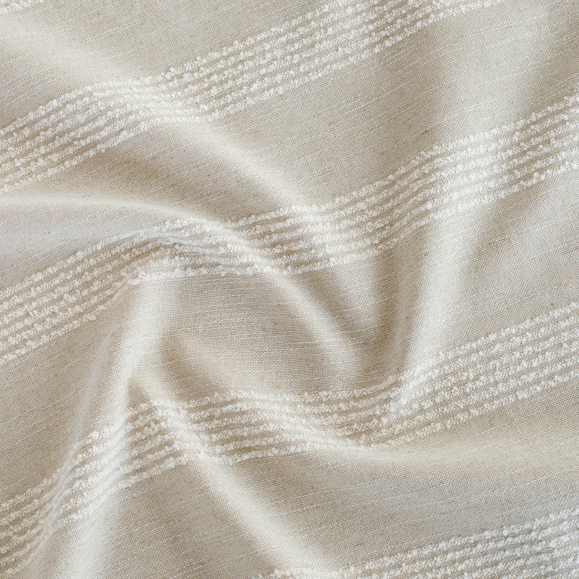 an oatmeal and off white loopy stripe home decor fabric