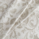 Gia Fabric Pebble, a monochromatic oatmeal and earthy gray Jacobean floral print home decor fabric from Tonic Living