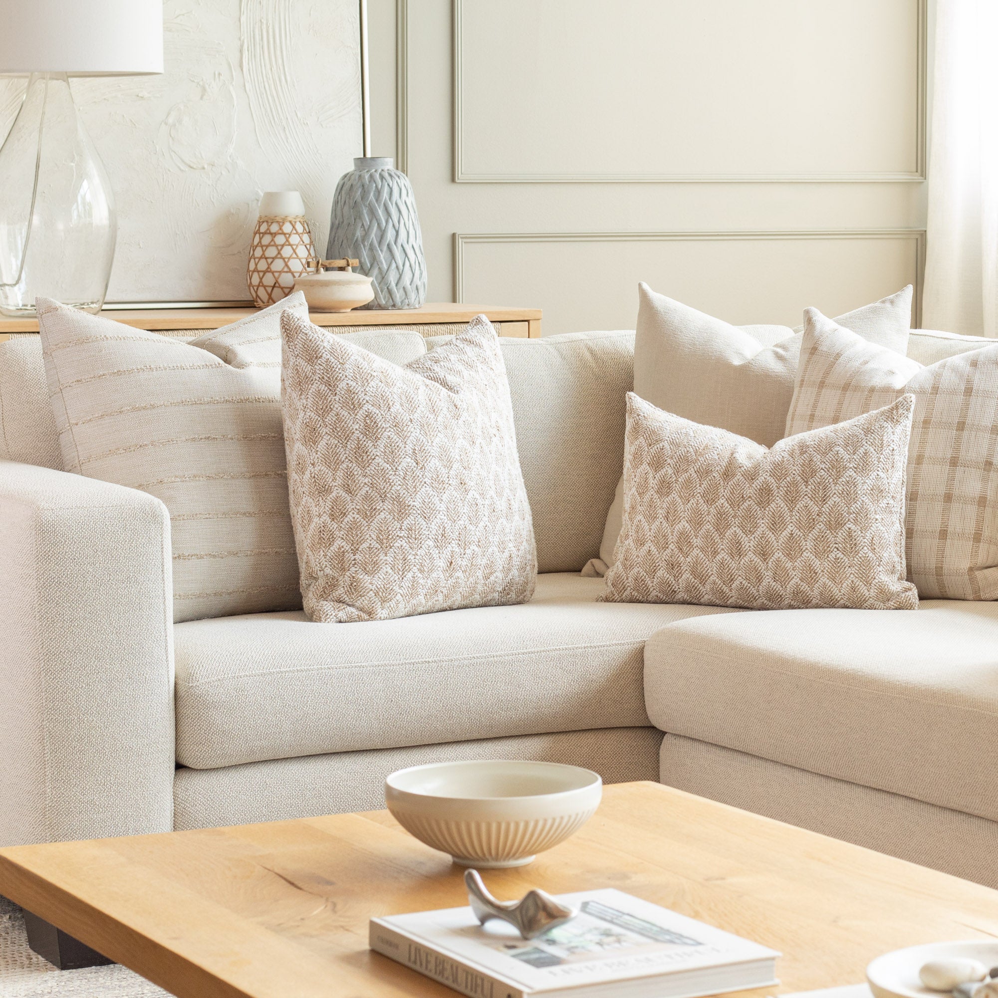 Beige sofa pillows sale