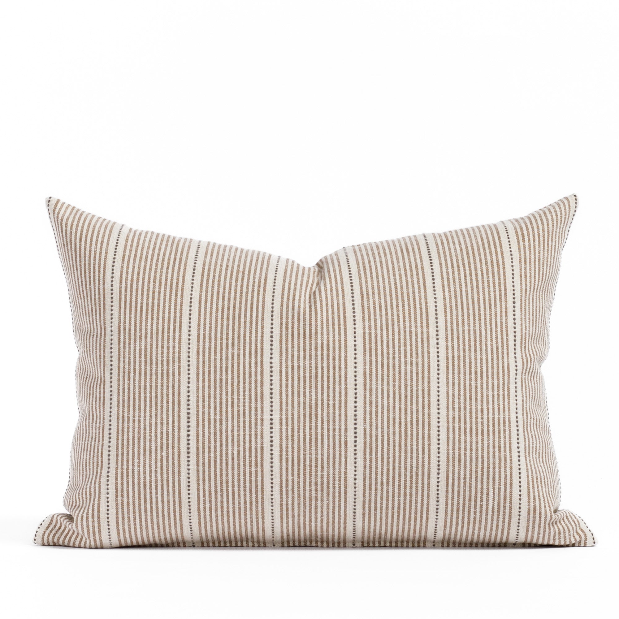 Harper Stripe 14x20 Lumbar Pillow, an earthy brown, cream and black vertical striped throw pillow from Tonic Living