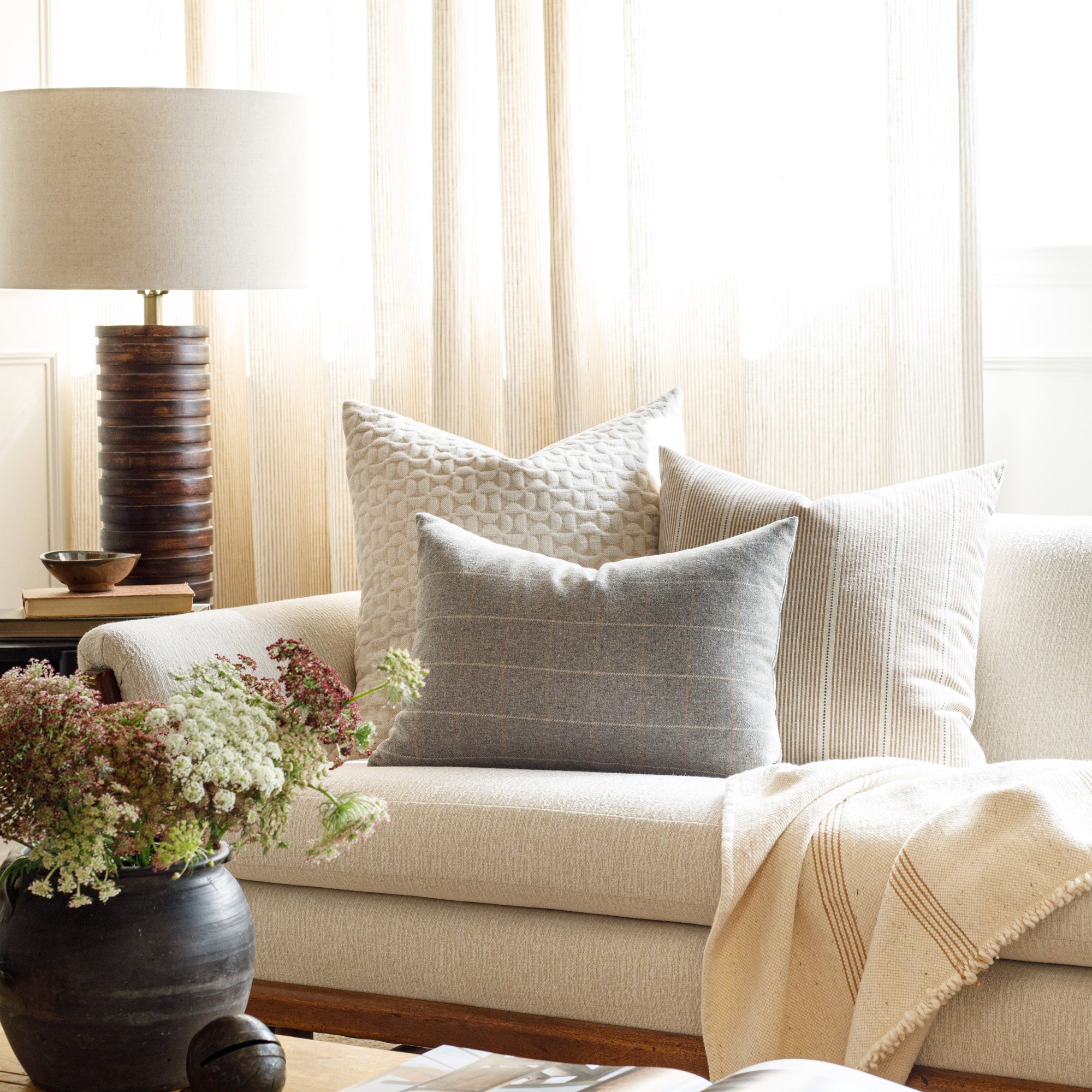 Harper Stripe 20x20 Pillow Coffee Tonic Living