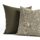 a moss green throw pillow pairing - lincoln 22x22 moss and cyprus 20x20 moss pillow