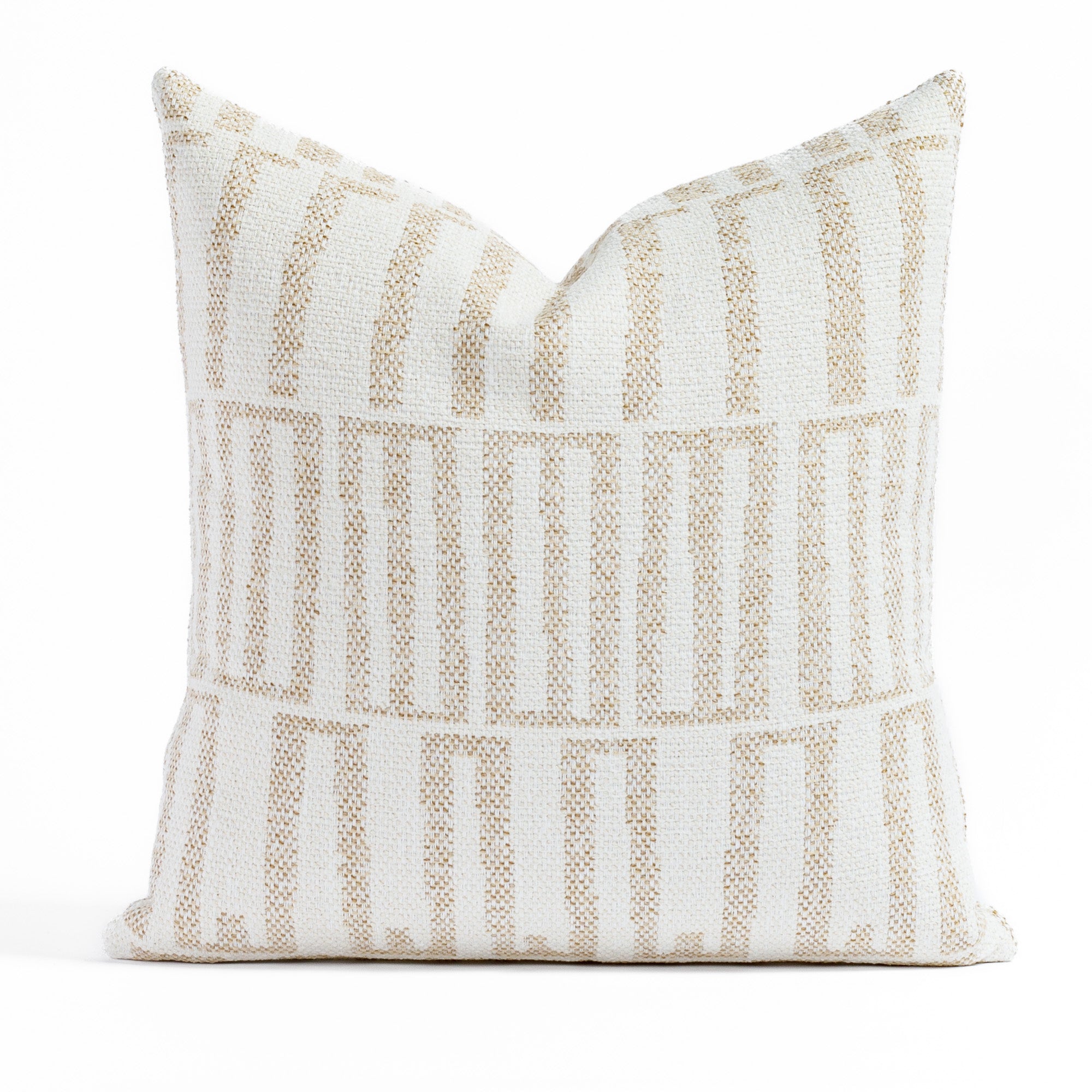 Mallia 20x20 Pillow Toasted Coconut, a white and beige graphic organic geometric patterned outdoor throw pillow from Tonic Living 