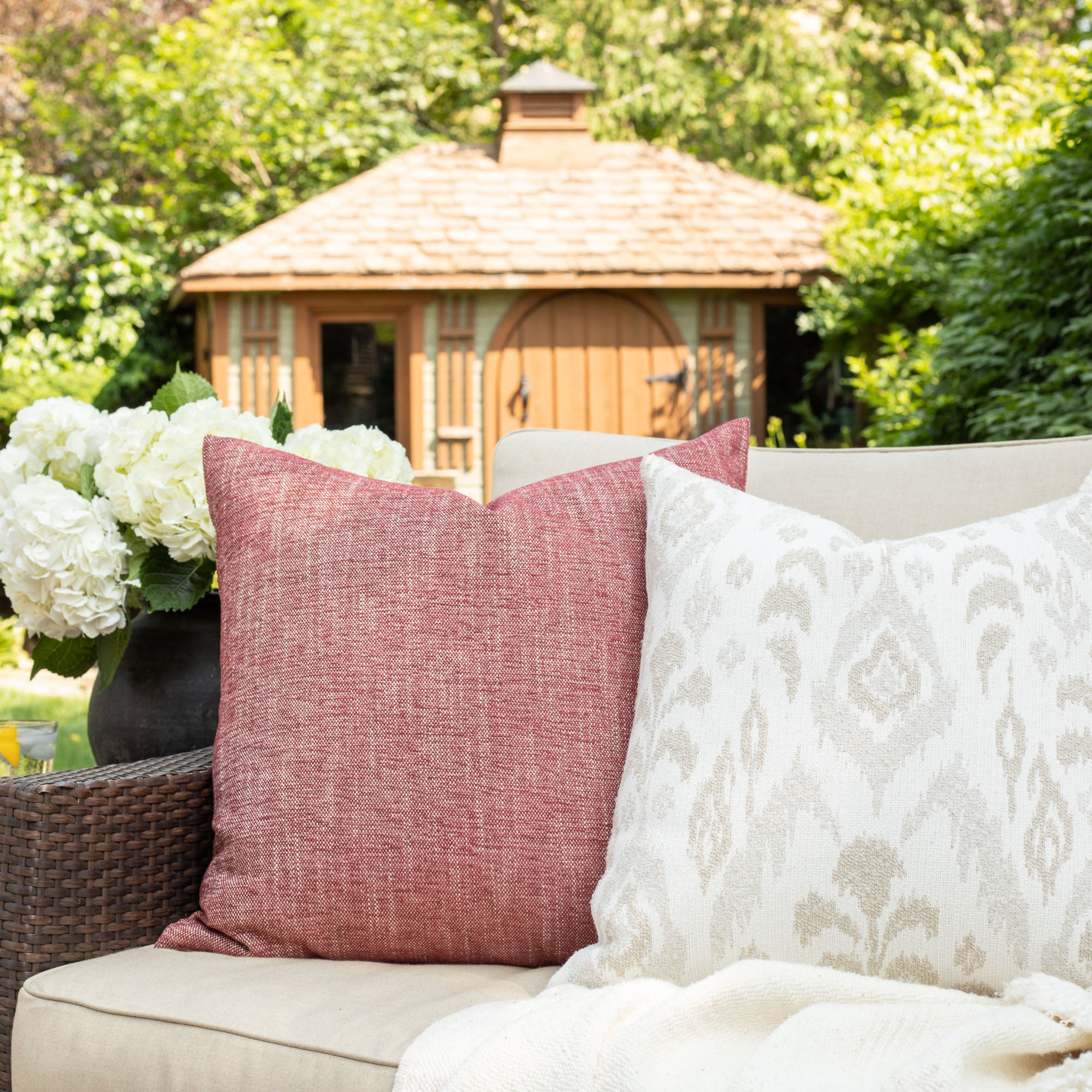 Pink outdoor outlet pillows