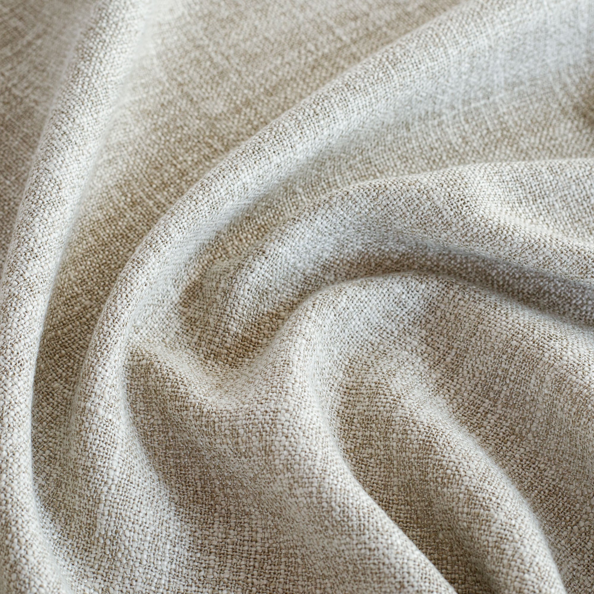 Soho Pumice grey sheer drapery fabric, close up view