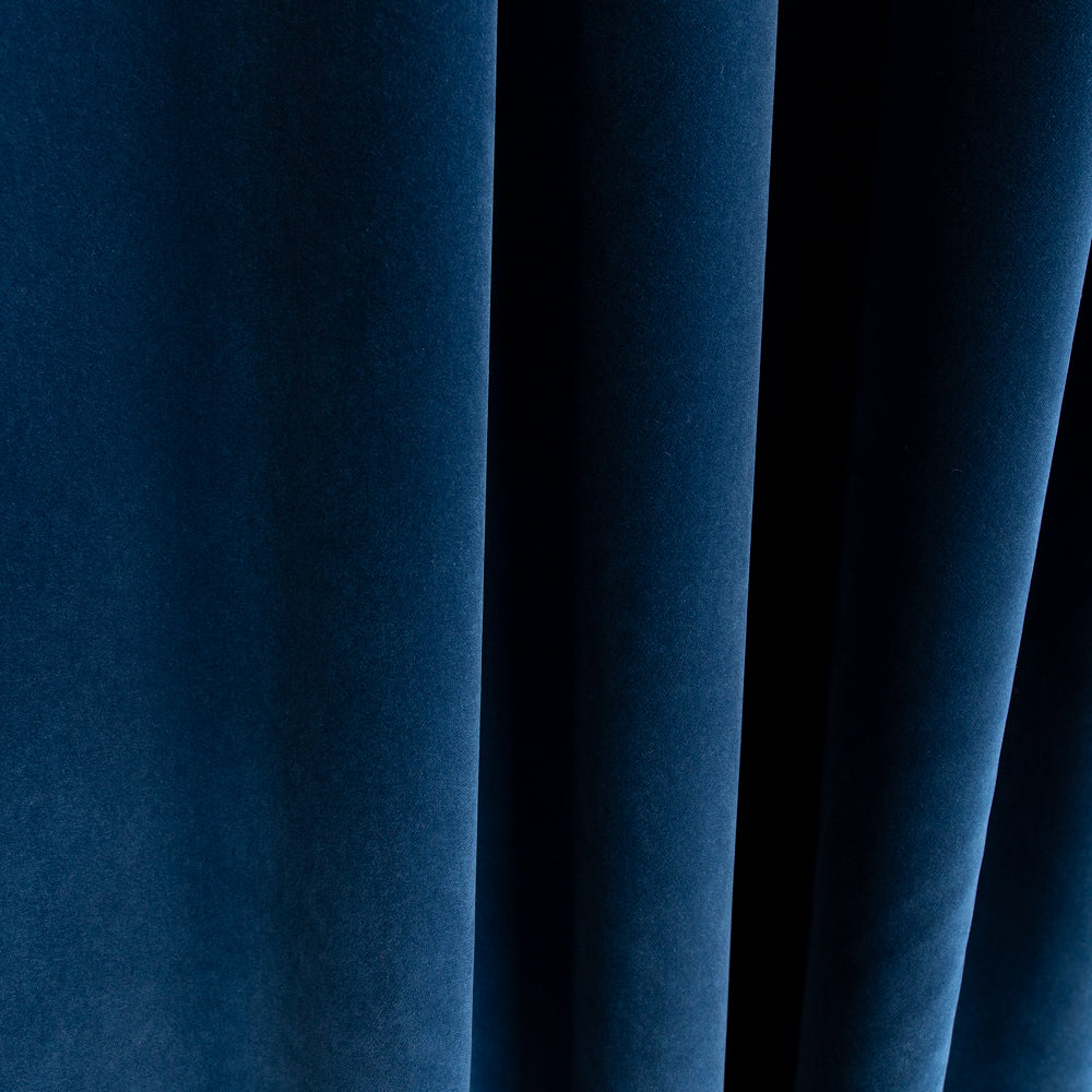 Mystic Night Blue Semi-Opaque Pile Stripe Velvet Knit, Fabric By the Yard 