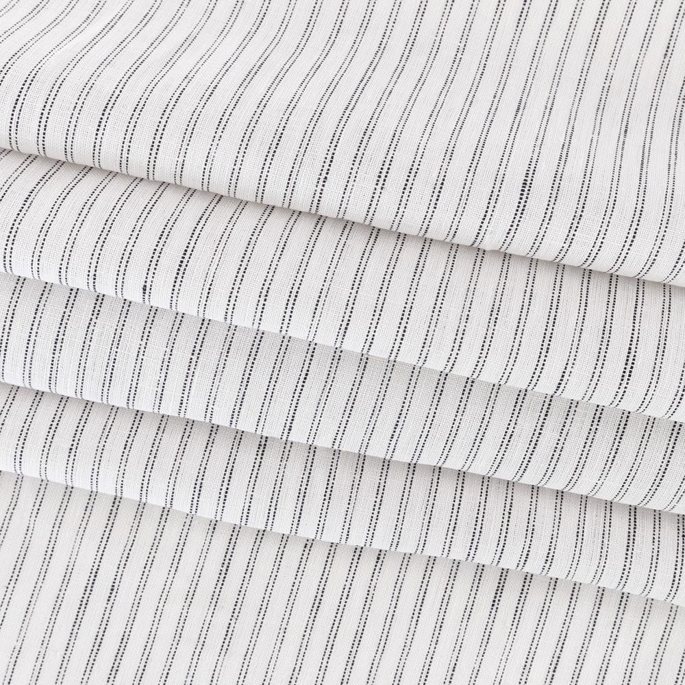 Washed Off White Striped Linen Fabric. Top Quality.