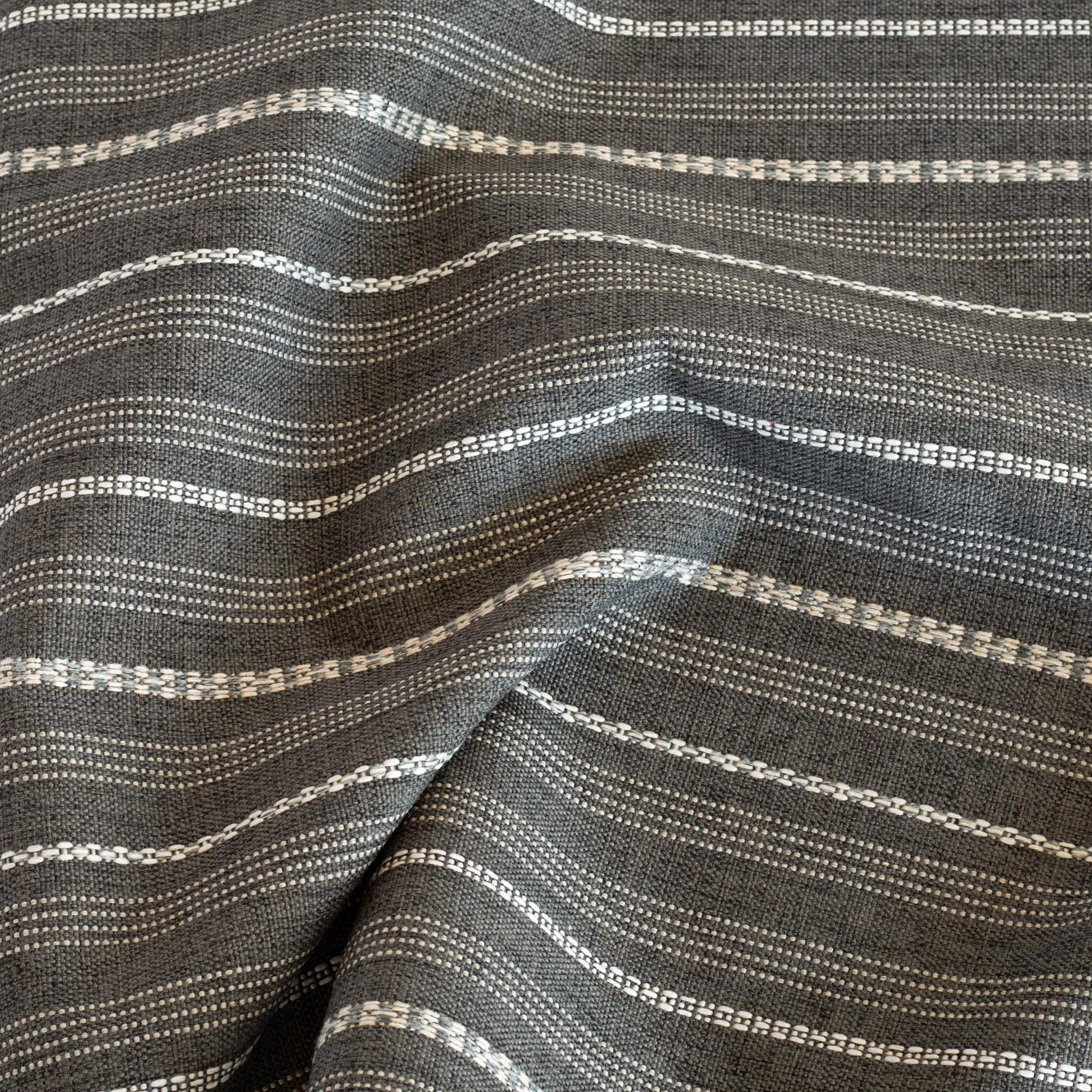 Thin Striped Fabric in Silver Grey and Charcoal