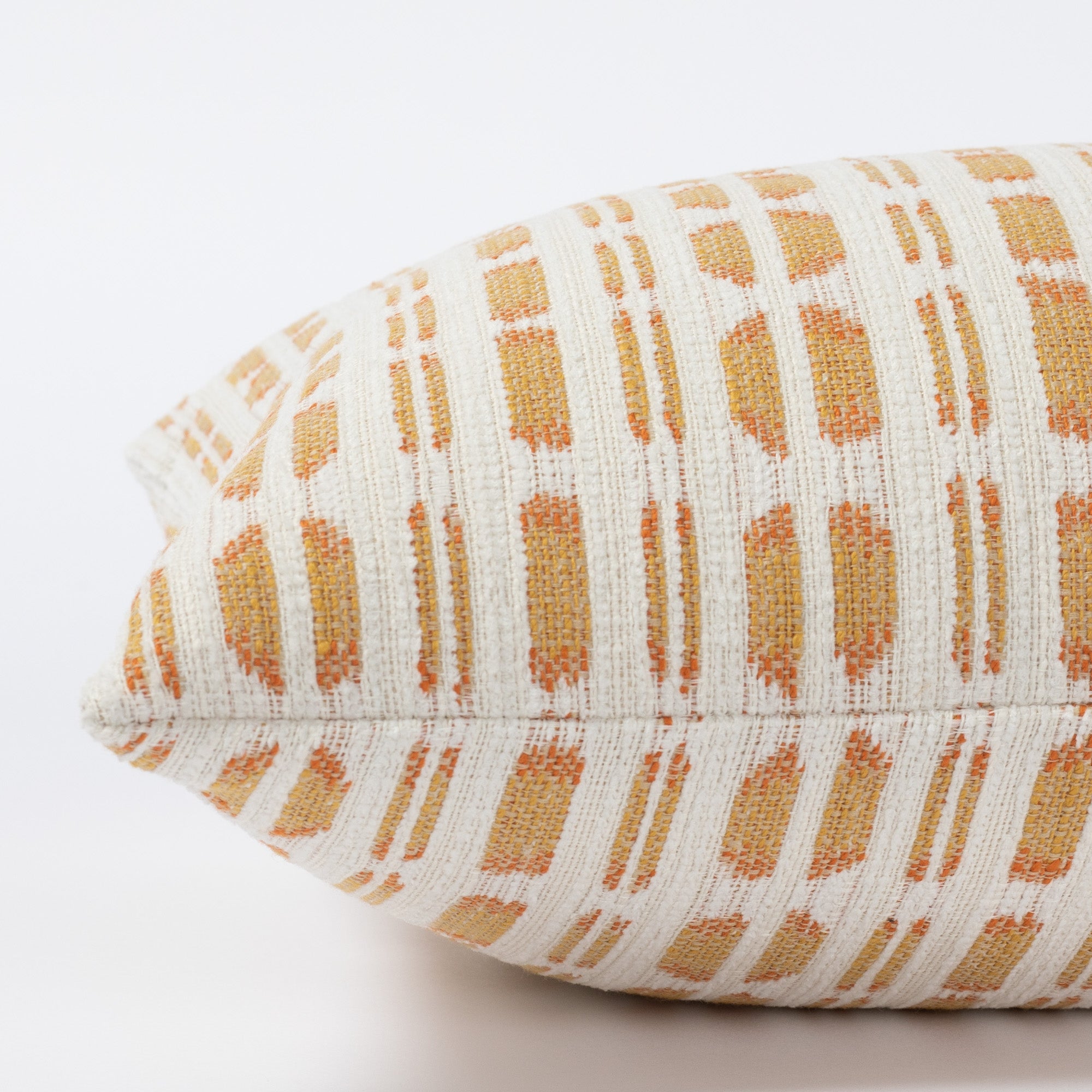Calima Sunglow yellow, tangerine and white ikat patterned lumbar pillow : view 4