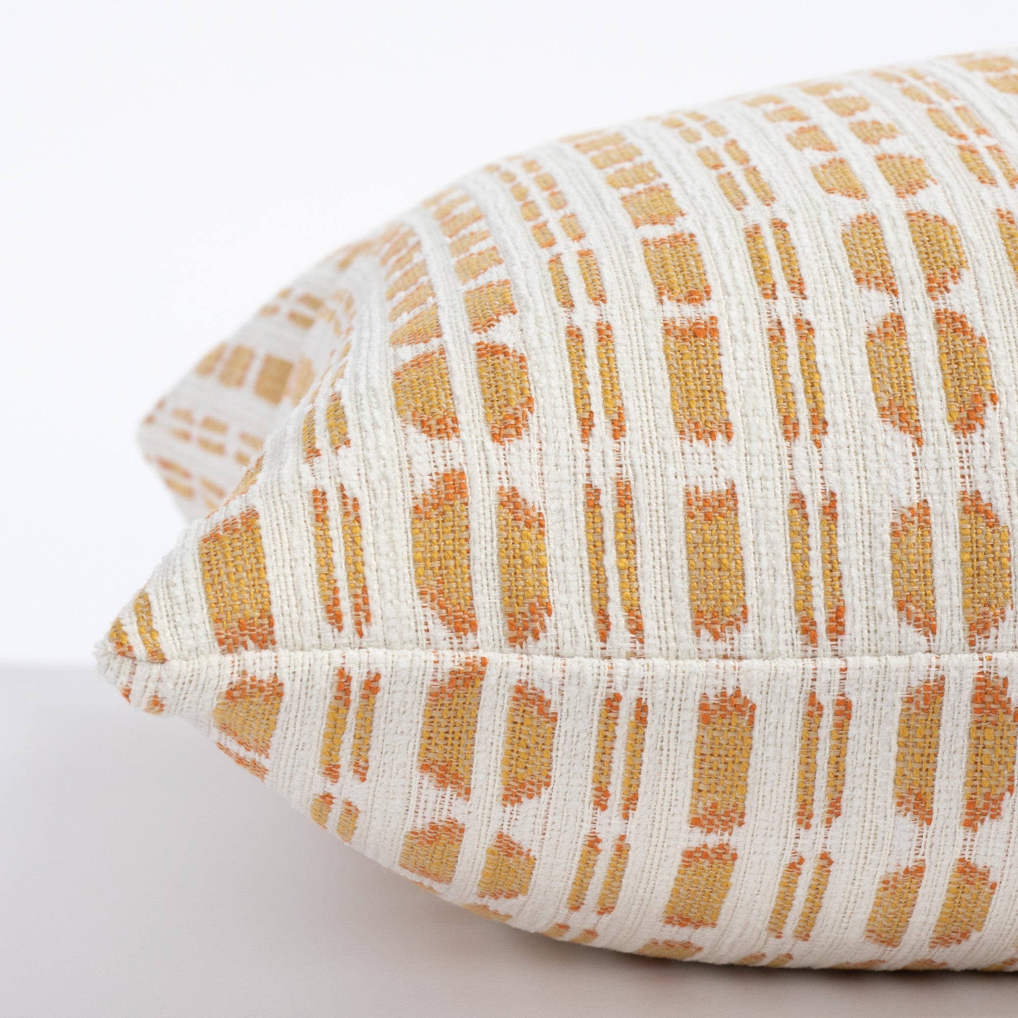 Calima yellow, tangerine and white small ikat patterned indoor outdoor pillow : view 4