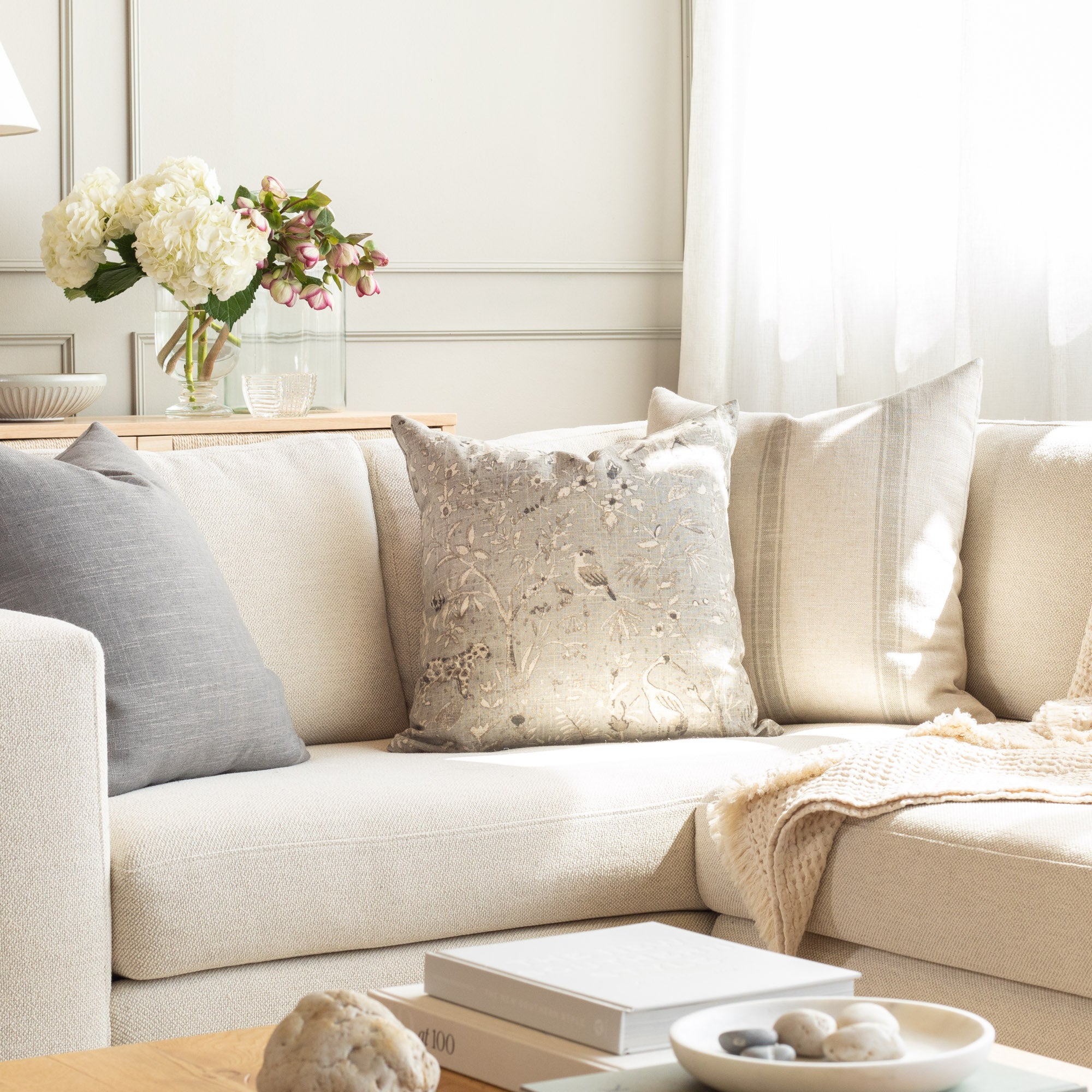 Cream and Grey Sofa Pillow Pairing – Tonic Living