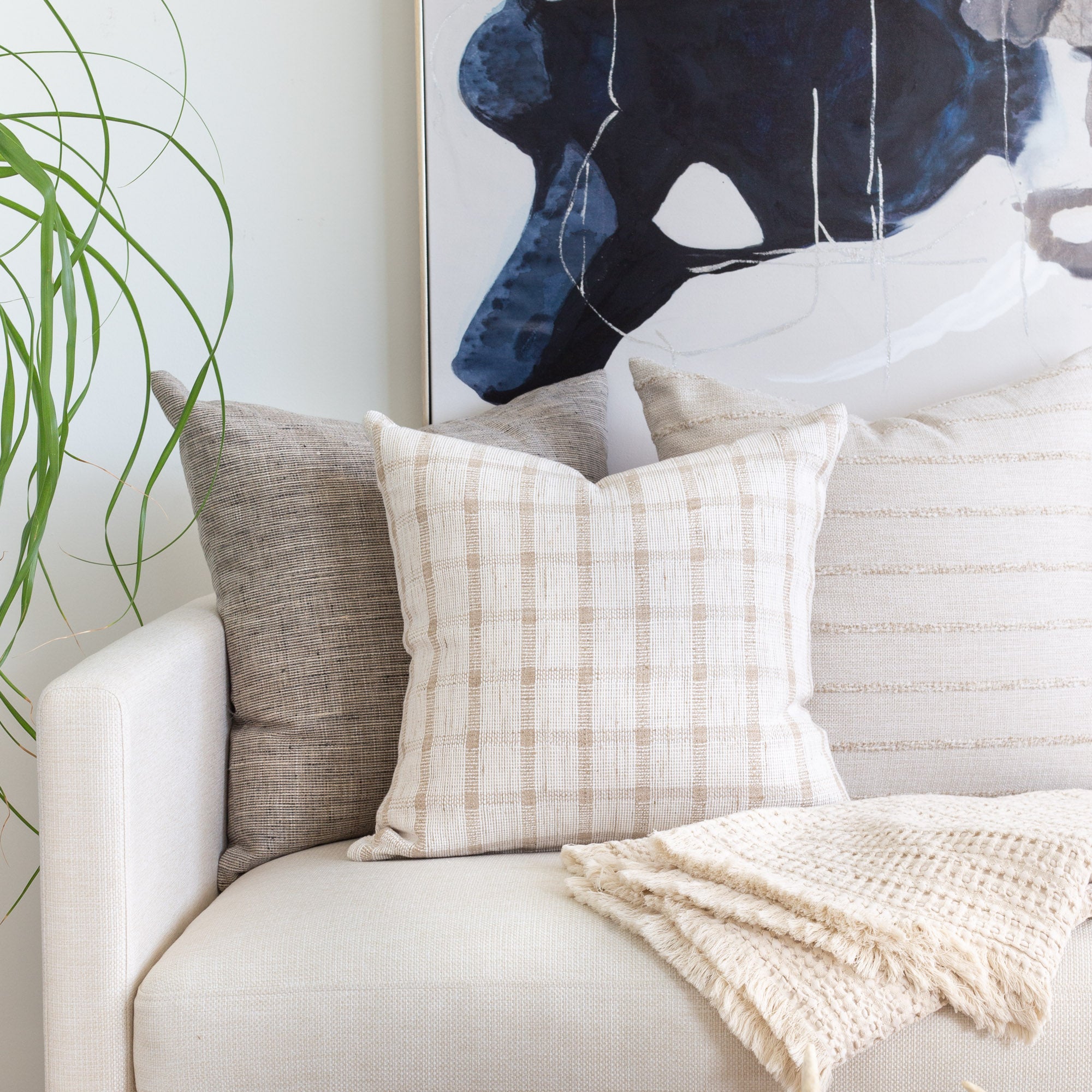 Cream and Grey Sofa Pillow Pairing – Tonic Living